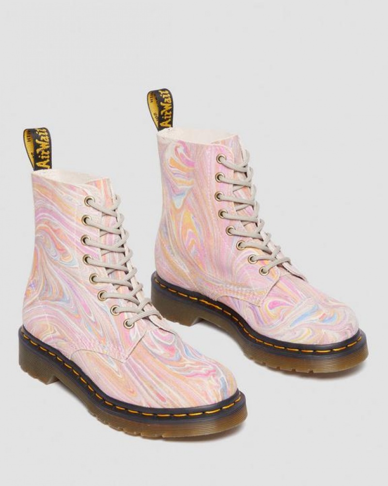 Pink / Orange Women's Dr Martens 1460 Pascal Marbled Suede Lace Up Boots | USA_Dr68351