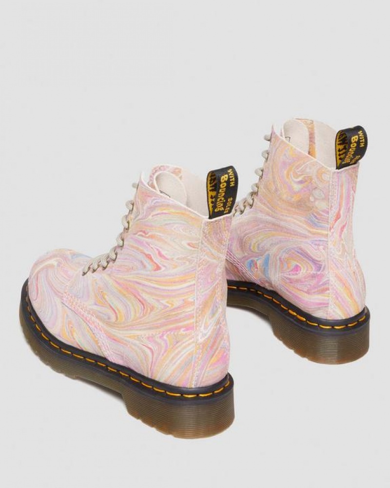 Pink / Orange Women's Dr Martens 1460 Pascal Marbled Suede Lace Up Boots | USA_Dr68351