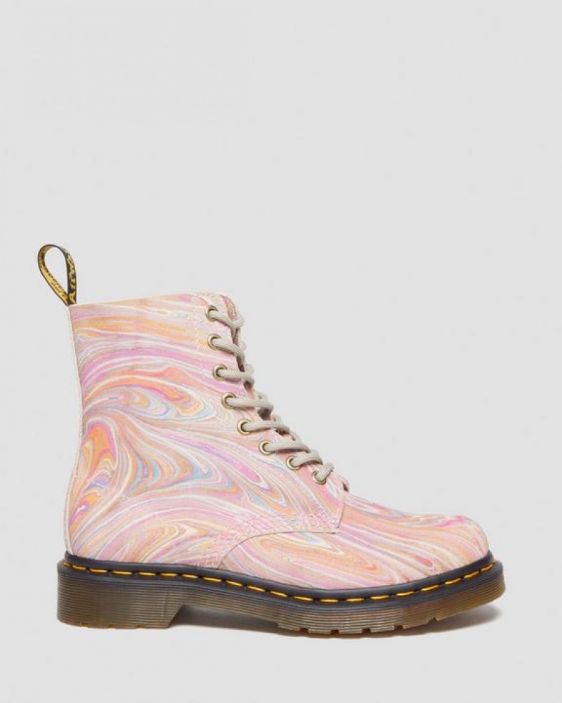 Pink / Orange Women's Dr Martens 1460 Pascal Marbled Suede Lace Up Boots | USA_Dr68351