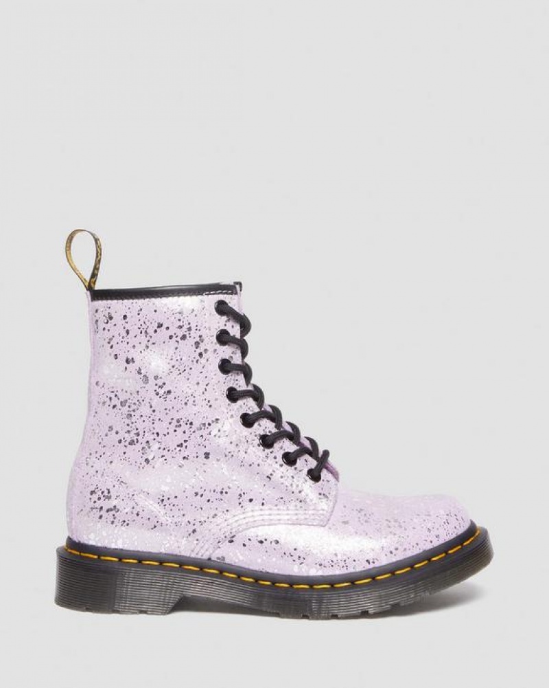 Purple Women's Dr Martens 1460 Metallic Splatter Suede Lace Up Boots | USA_Dr82404