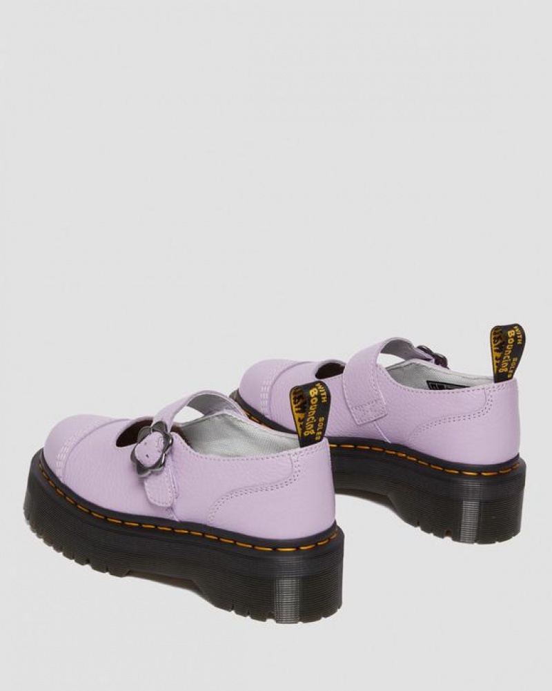 Purple Women's Dr Martens Addina Flower Buckle Leather Platform Shoes | USA_Dr19991