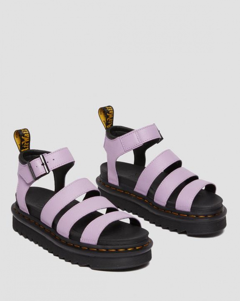 Purple Women's Dr Martens Blaire Women's Pisa Leather Strap Sandals | USA_Dr94131