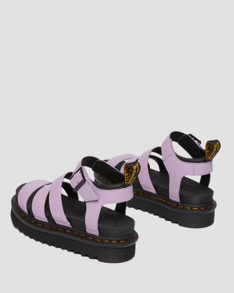 Purple Women's Dr Martens Blaire Women's Pisa Leather Strap Sandals | USA_Dr94131