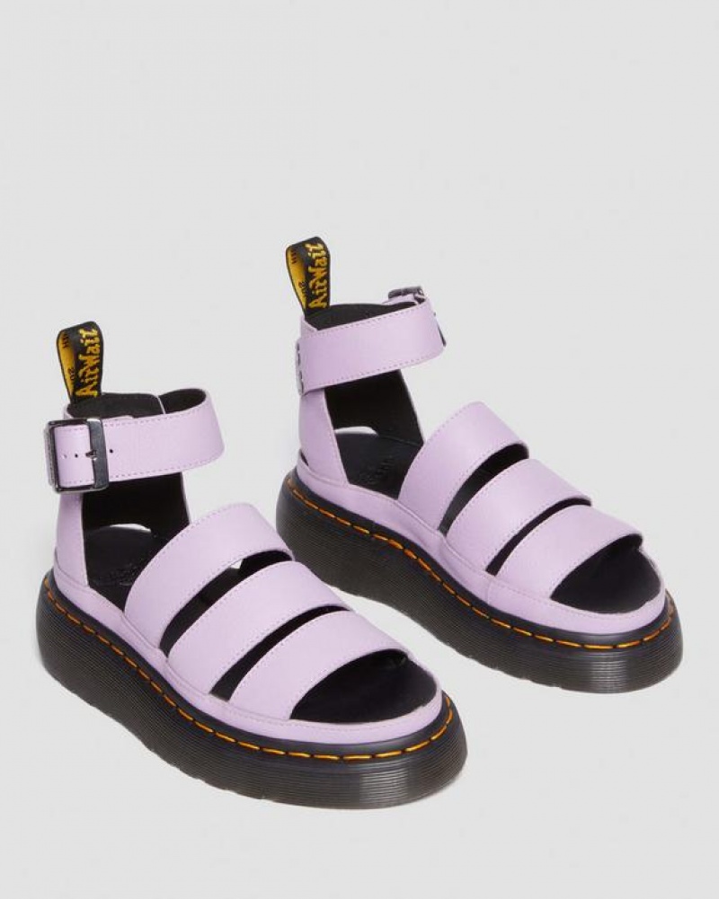 Purple Women's Dr Martens Clarissa II Pisa Leather Platform Strap Sandals | USA_Dr44327