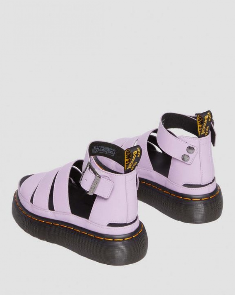 Purple Women's Dr Martens Clarissa II Pisa Leather Platform Strap Sandals | USA_Dr44327