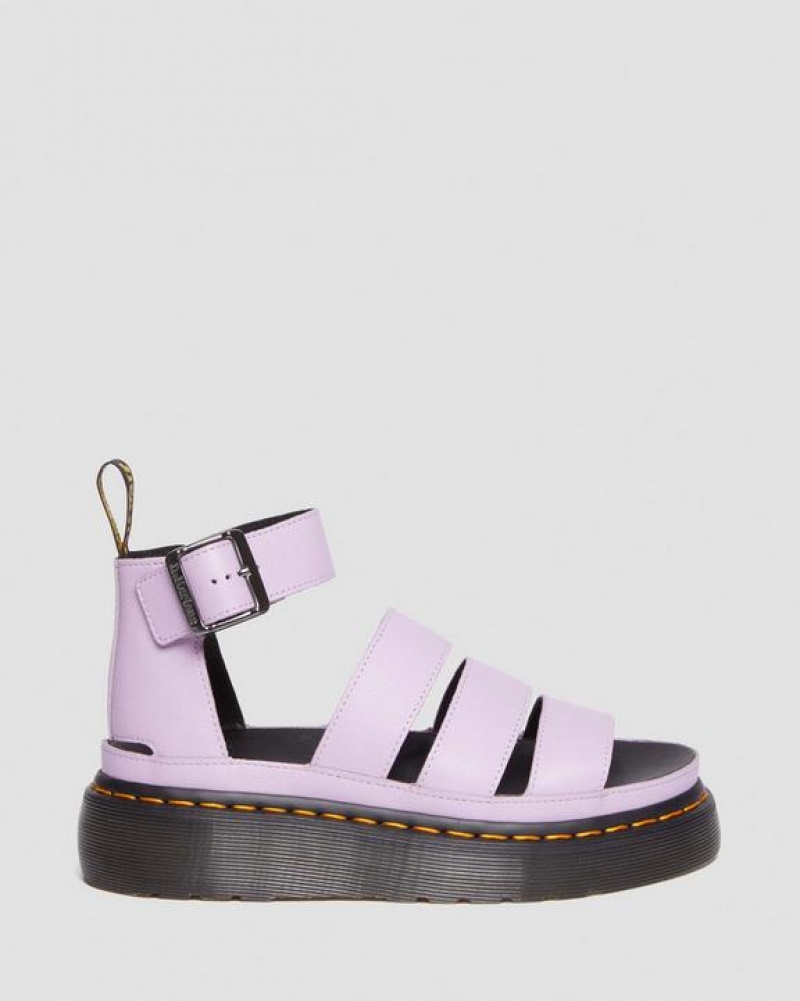 Purple Women's Dr Martens Clarissa II Pisa Leather Platform Strap Sandals | USA_Dr44327