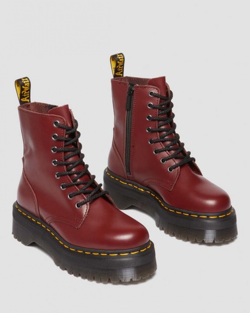 Red Men's Dr Martens Jadon Boot Smooth Leather Platform Shoes | USA_Dr24498