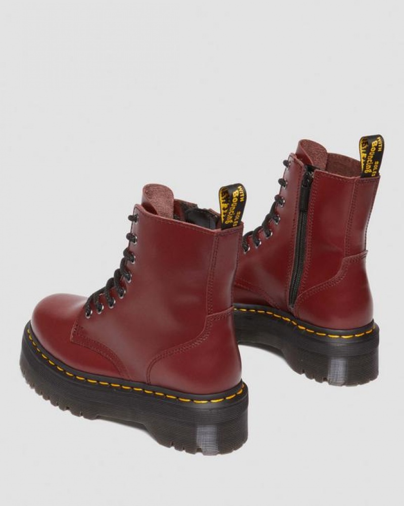 Red Men's Dr Martens Jadon Boot Smooth Leather Platform Shoes | USA_Dr24498