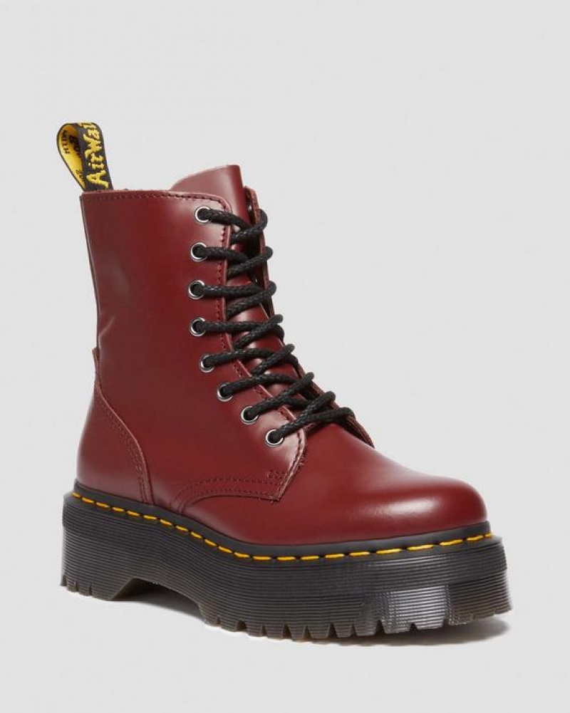 Red Men\'s Dr Martens Jadon Boot Smooth Leather Platform Shoes | USA_Dr24498