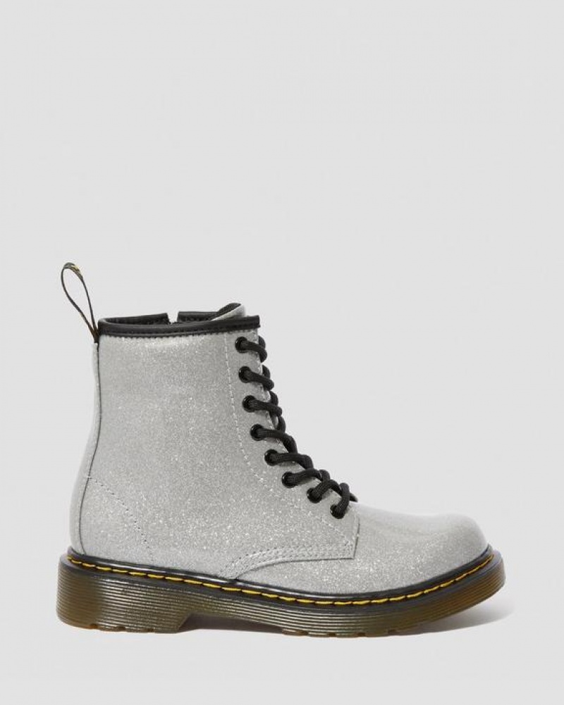 Silver Kids' Dr Martens Junior 1460 Glitter Lace Up Boots | USA_Dr54698