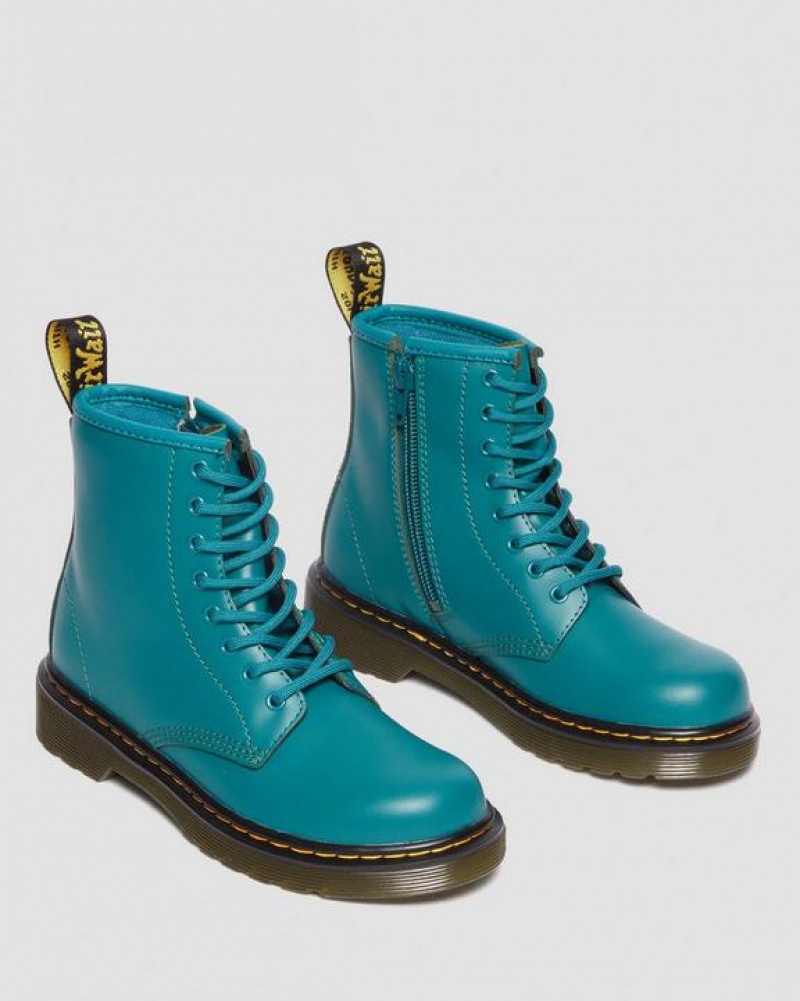 Turquoise Green Kids' Dr Martens Junior 1460 Leather Lace Up Boots | USA_Dr13058