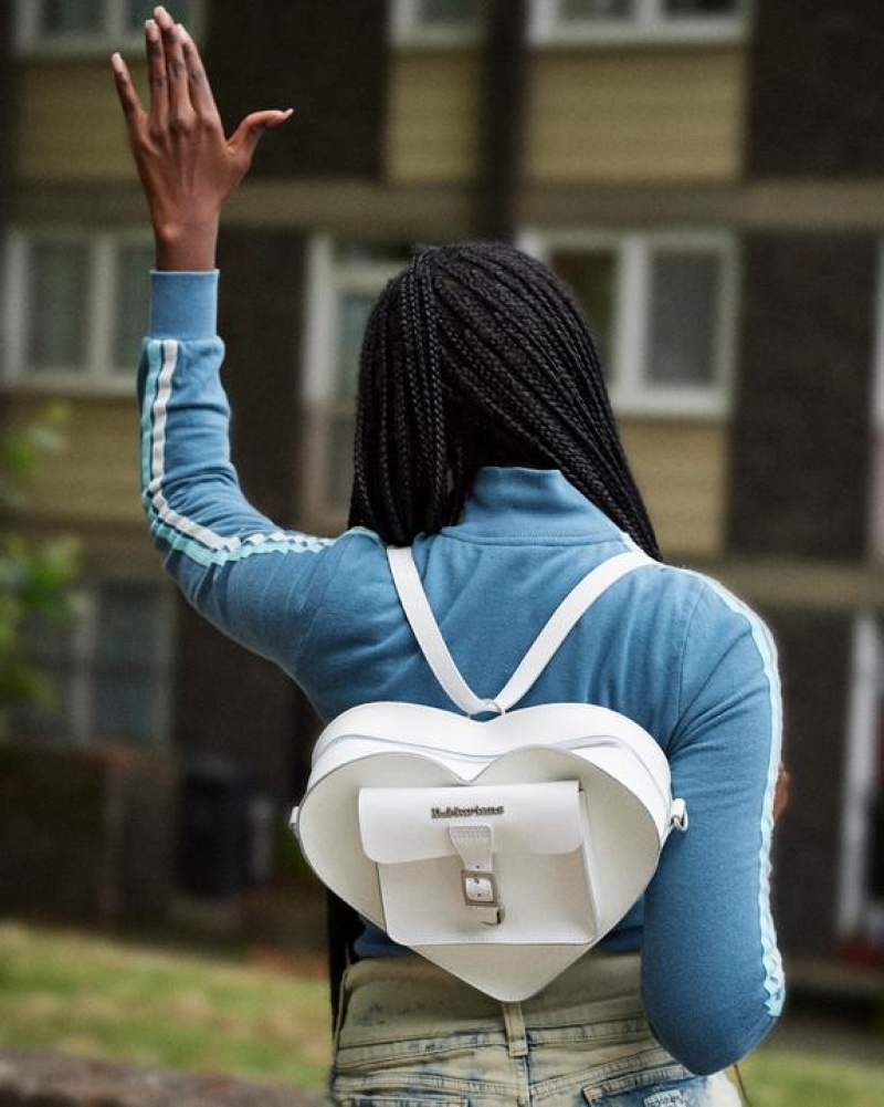 White Accessories Dr Martens Heart Shaped Leather Backpack Bags | USA_Dr62243