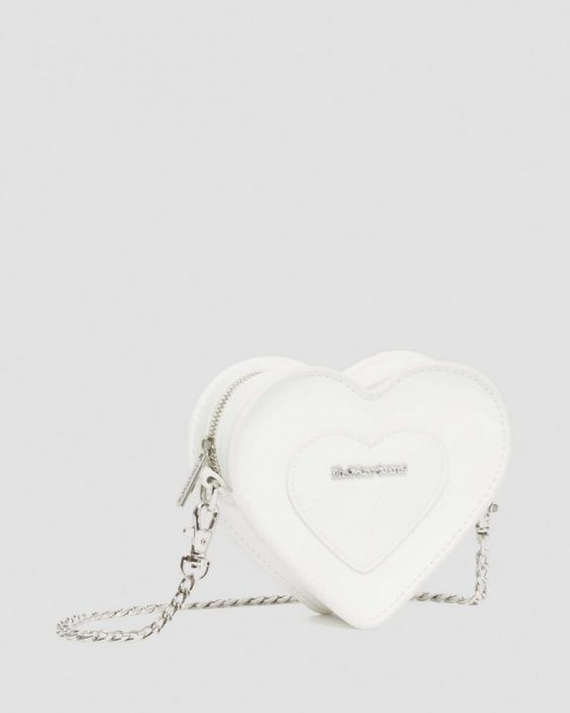 White Accessories Dr Martens Vegan Mini Heart Shaped Bags | USA_Dr57508