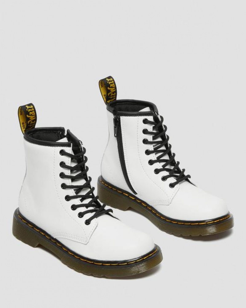 White Kids' Dr Martens Junior 1460 Leather Lace Up Boots | USA_Dr30570