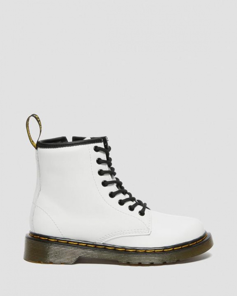 White Kids' Dr Martens Junior 1460 Leather Lace Up Boots | USA_Dr30570