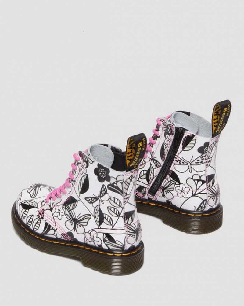 White Kids' Dr Martens Toddler 1460 Meadow Print Leather Lace Up Boots | USA_Dr42567