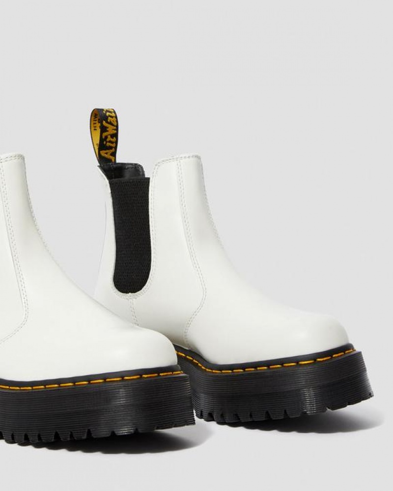 White Men's Dr Martens 2976 Smooth Leather Chelsea Platform Shoes | USA_Dr67267