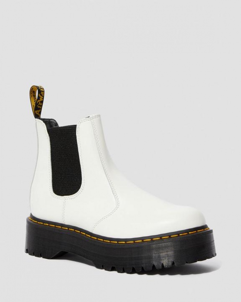 White Men\'s Dr Martens 2976 Smooth Leather Chelsea Platform Shoes | USA_Dr67267