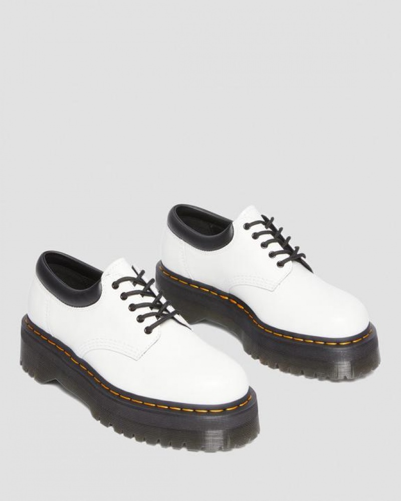 White Men's Dr Martens 8053 Leather Casual Platform Shoes | USA_Dr20805