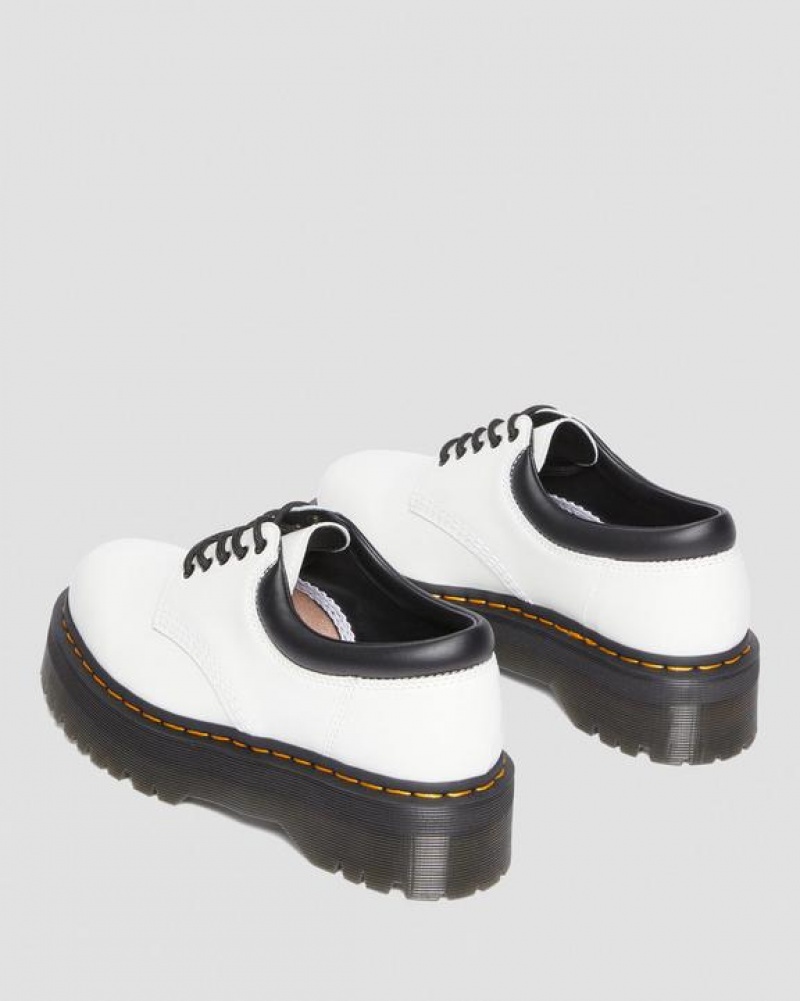 White Men's Dr Martens 8053 Leather Casual Platform Shoes | USA_Dr20805