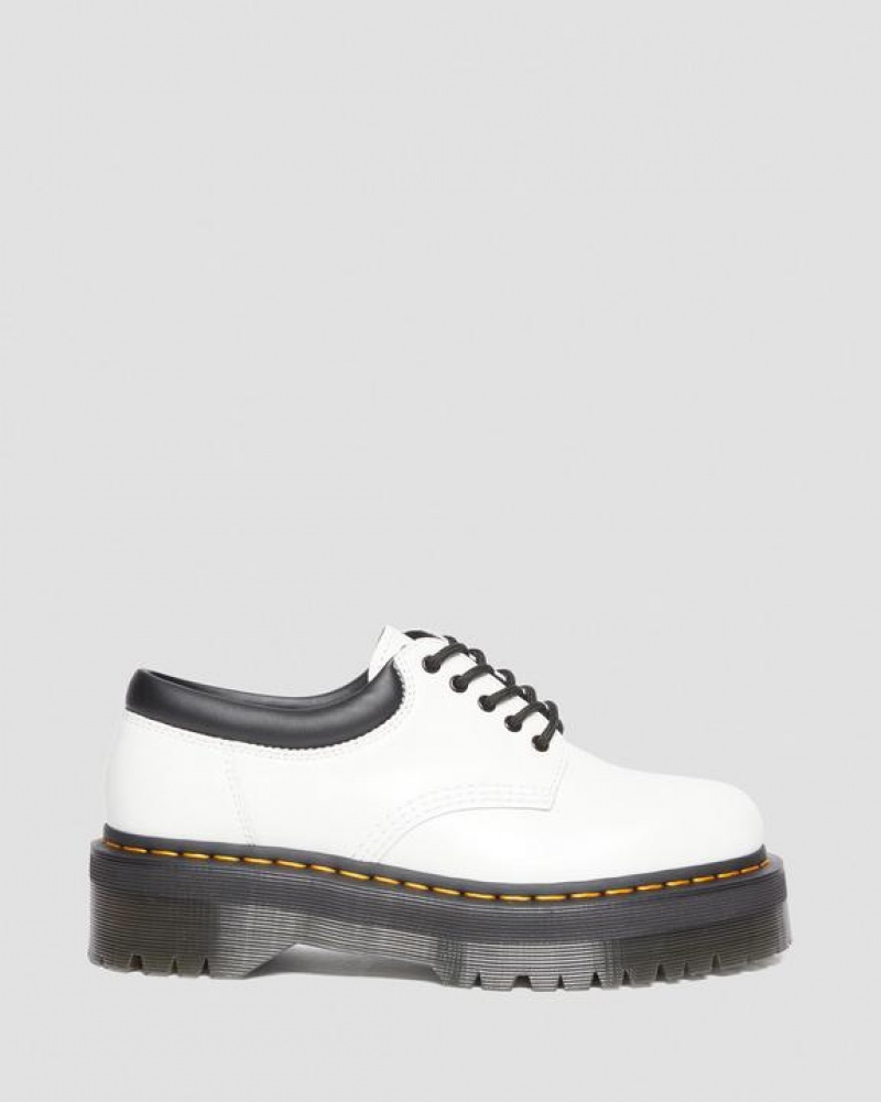 White Men's Dr Martens 8053 Leather Casual Platform Shoes | USA_Dr20805