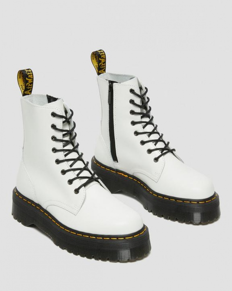 White Men's Dr Martens Jadon Boot Smooth Leather Platform Shoes | USA_Dr32364