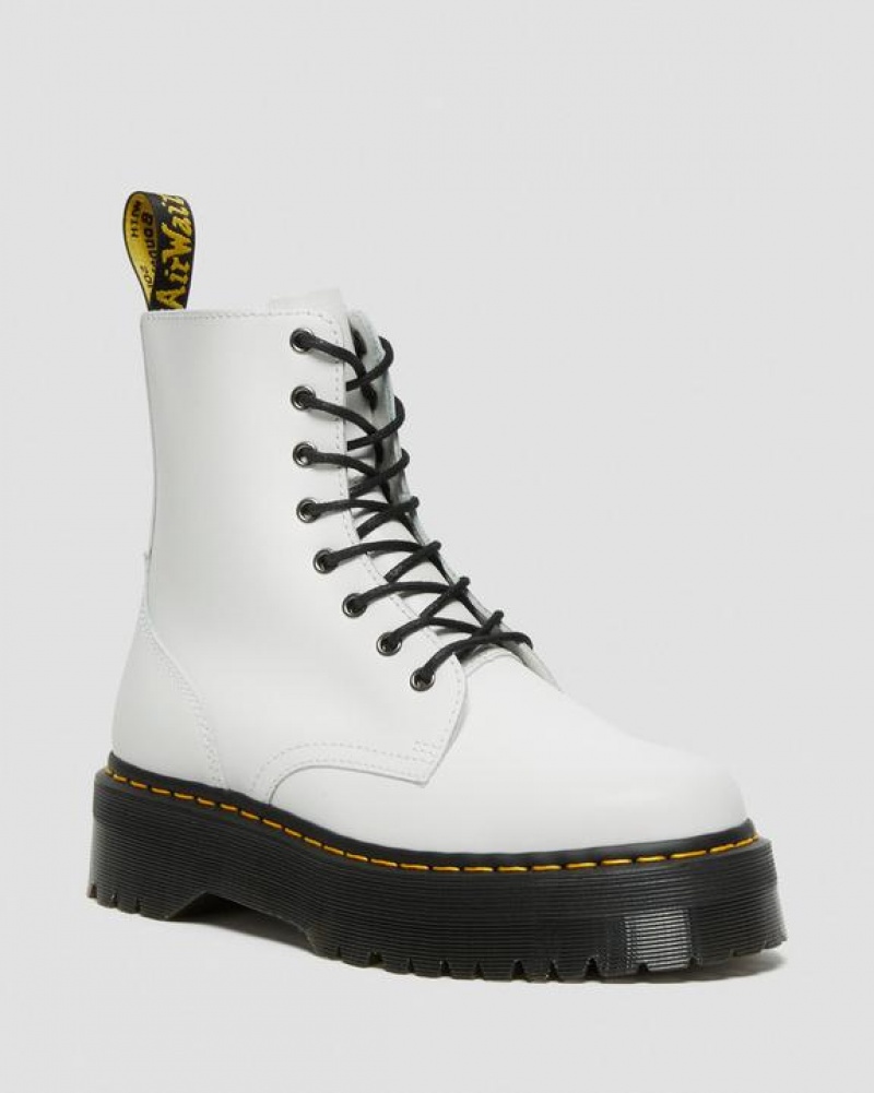 White Men\'s Dr Martens Jadon Boot Smooth Leather Platform Shoes | USA_Dr32364