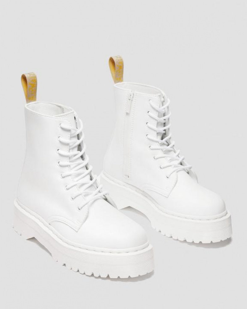 White Men's Dr Martens Vegan Jadon II Boot Kemble Mono Platform Shoes | USA_Dr38942