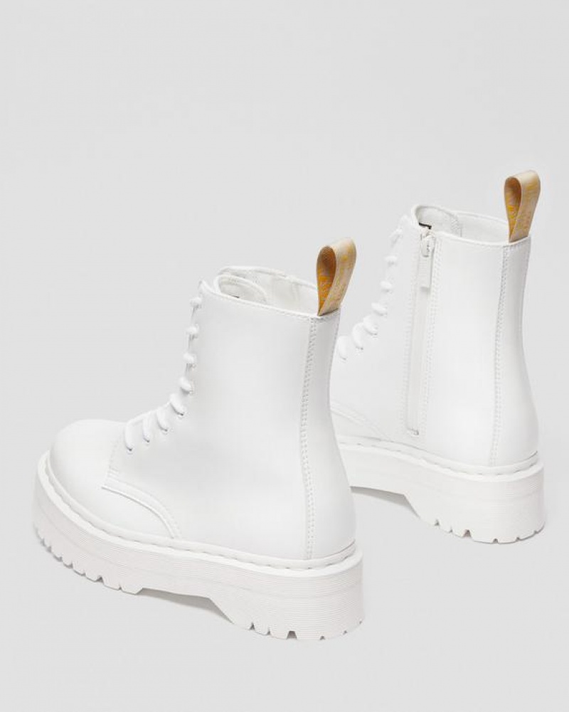 White Men's Dr Martens Vegan Jadon II Boot Kemble Mono Platform Shoes | USA_Dr38942