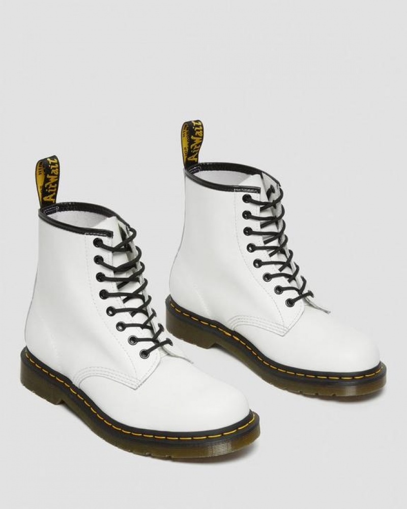 White Women's Dr Martens 1460 Smooth Leather Lace Up Boots | USA_Dr62825