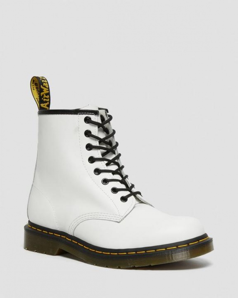 White Women\'s Dr Martens 1460 Smooth Leather Lace Up Boots | USA_Dr62825