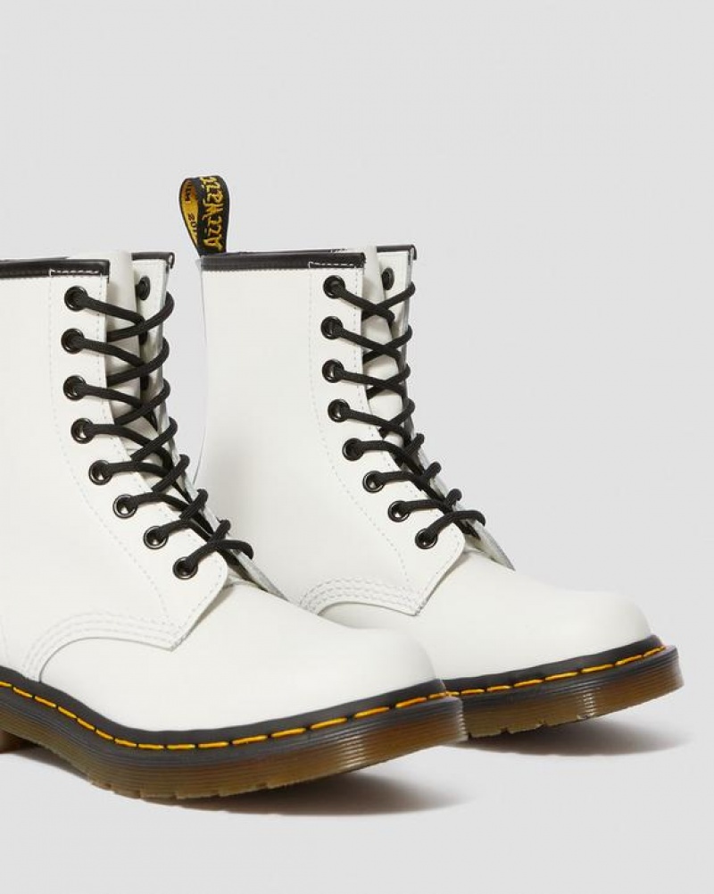 White Women's Dr Martens 1460 Women's Smooth Leather Lace Up Boots | USA_Dr63692