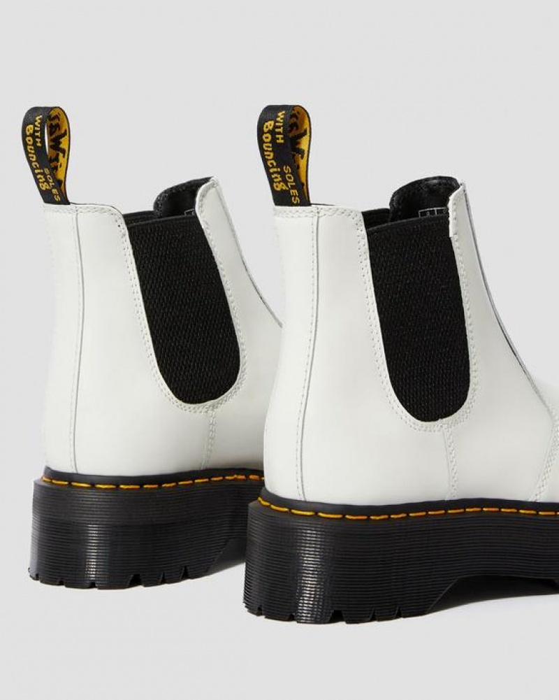 White Women's Dr Martens 2976 Smooth Leather Platform Chelsea Boots | USA_Dr14891