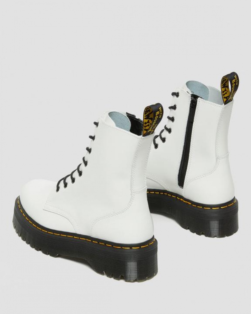 White Women's Dr Martens Jadon Boot Smooth Leather Platforms Boots | USA_Dr69964