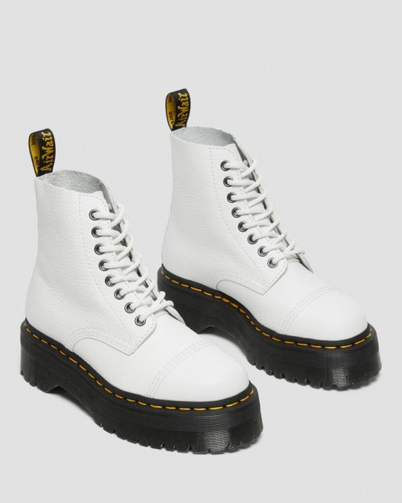 White Women's Dr Martens Sinclair Milled Nappa Leather Platform Boots | USA_Dr50980