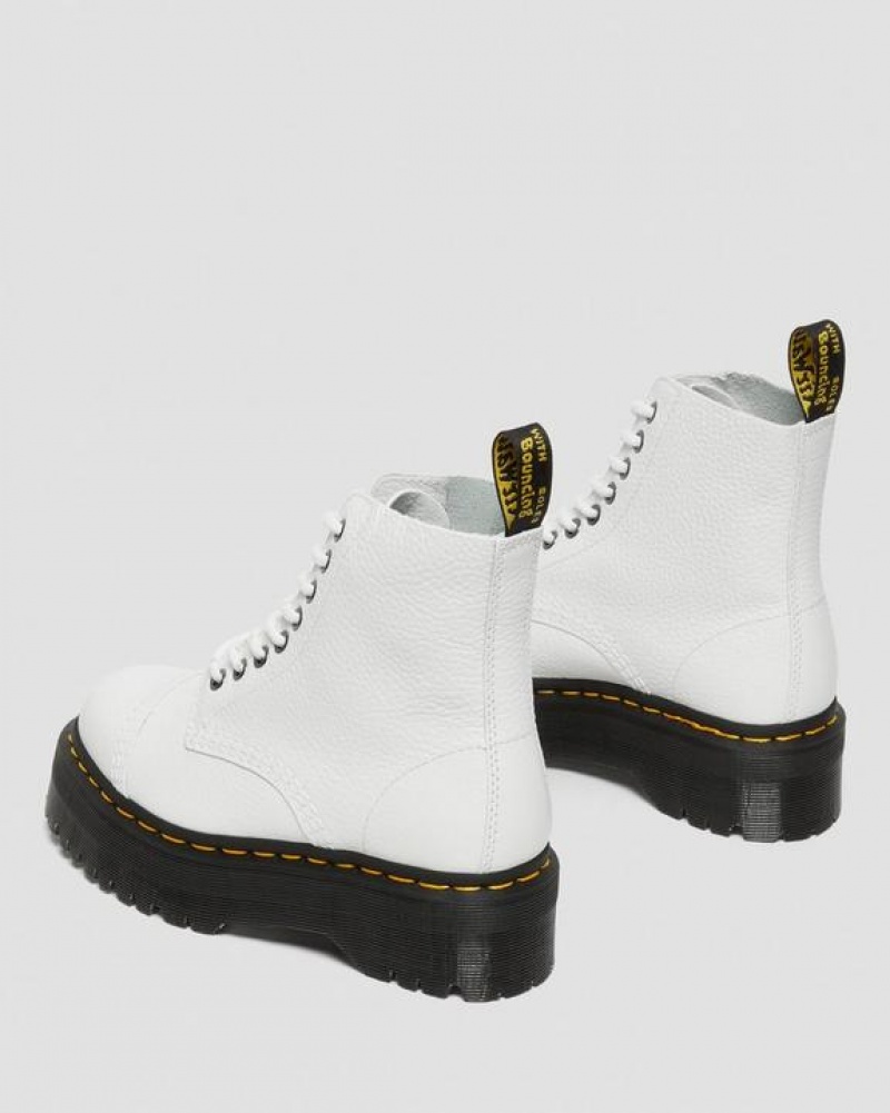 White Women's Dr Martens Sinclair Milled Nappa Leather Platform Boots | USA_Dr50980