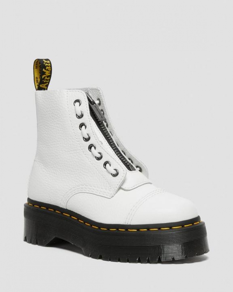 White Women\'s Dr Martens Sinclair Milled Nappa Leather Platform Boots | USA_Dr50980