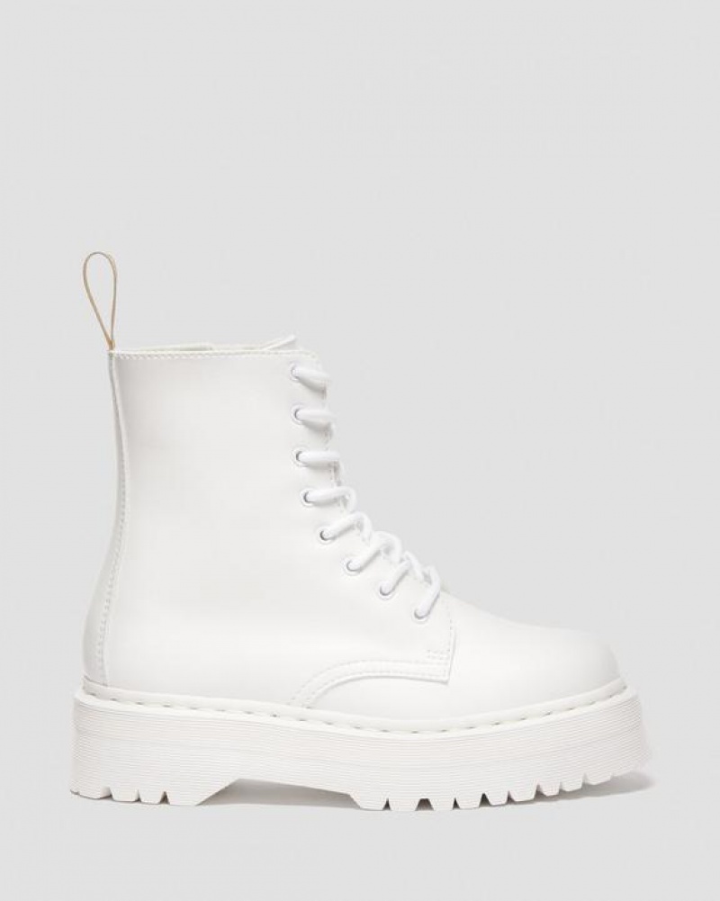 White Women's Dr Martens Vegan Jadon II Boot Kemble Mono Platforms Boots | USA_Dr85772