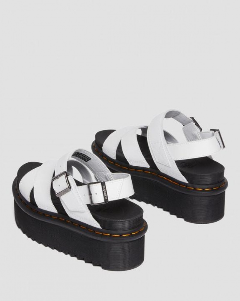 White Women's Dr Martens Voss II Athena Leather Strap Platform Sandals | USA_Dr16156