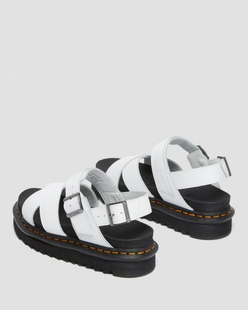 White Women's Dr Martens Voss II Women's Leather Strap Sandals | USA_Dr22930