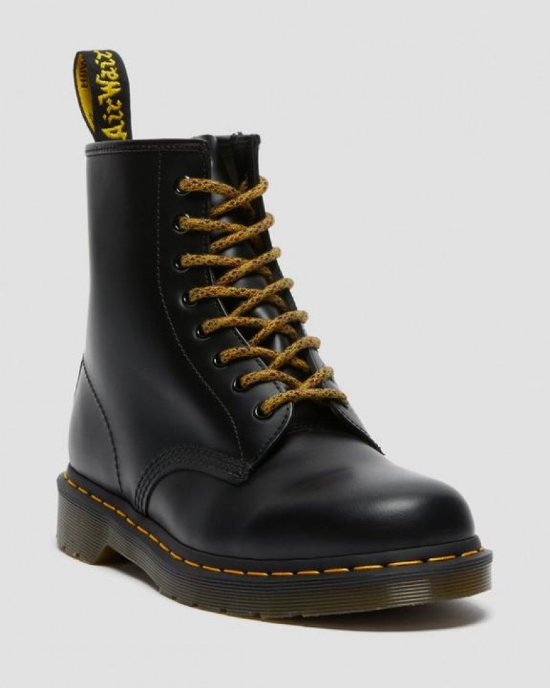 Yellow / Black Accessories Dr Martens 55 Inch Round Marl (8-10 Eye) Laces | USA_Dr45730